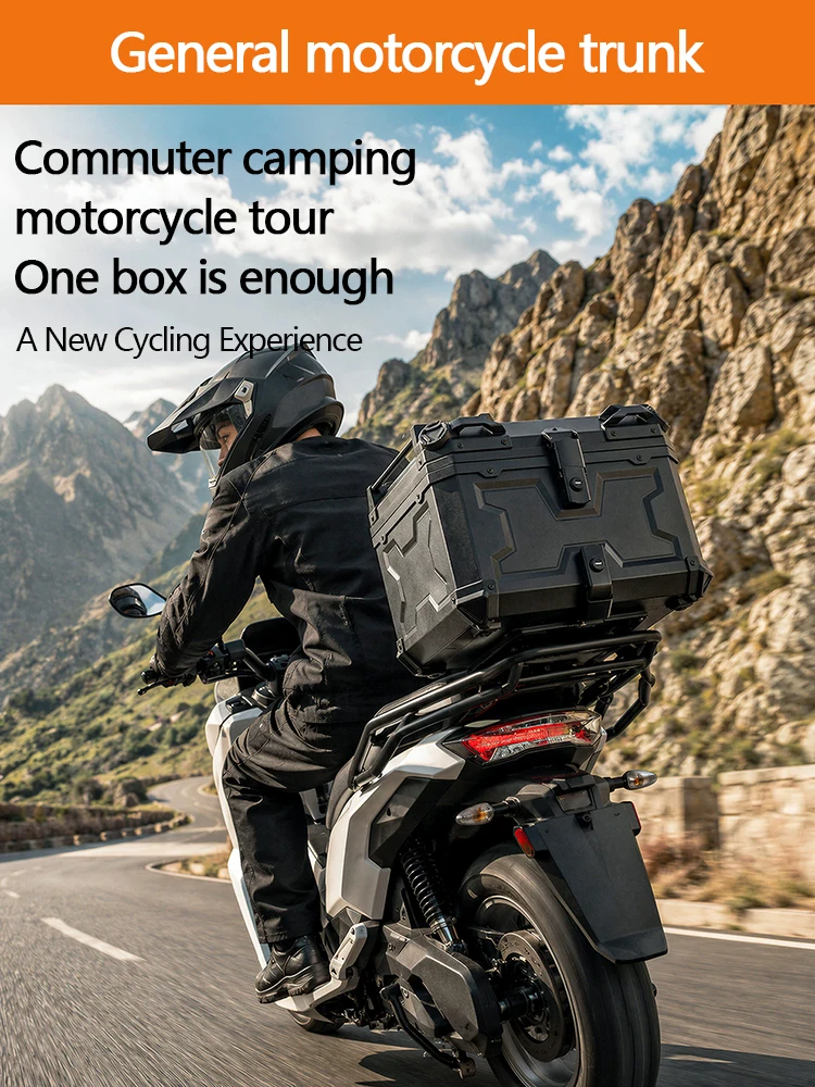 Universal Large-capacity 55L / 65L Large Waterproof Quick-release Trunk For Motorcycles, Electric Motorcycle Backrest Rear Trunk
