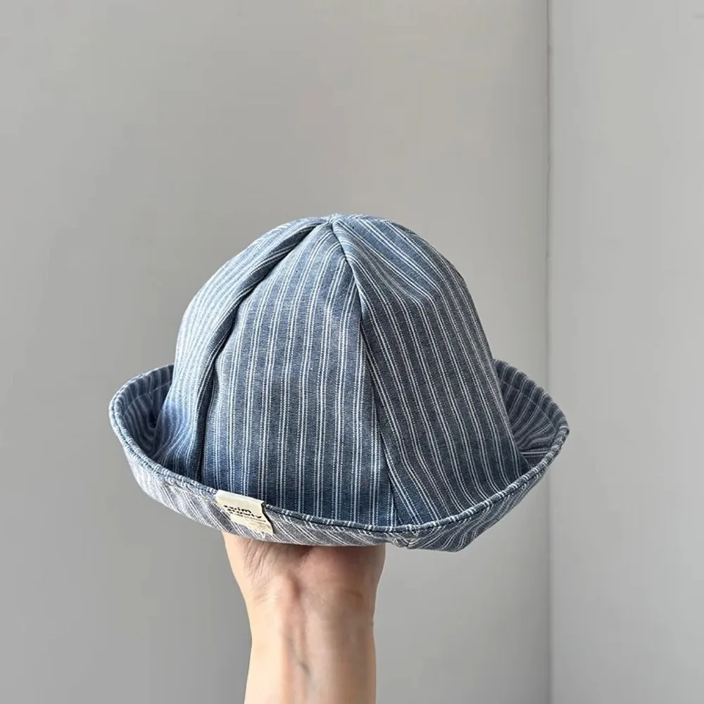

Cute Cotton Baby Bucket Hat Soft Breathable Infant Panama Bonnet Striped Pattern Toddler Fisherman Hat Kids Wear