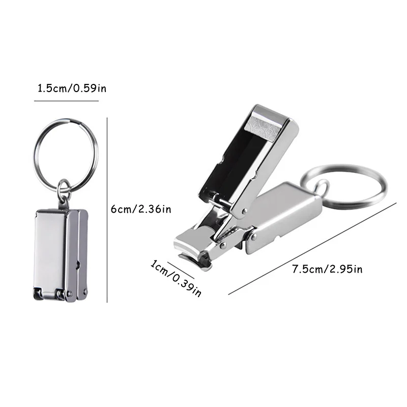 Stainless Steel Mini Folded Nail Clipper With Key Ring Handle Rotary Nail Clipper Nail Accessories And Tools Small Scissors