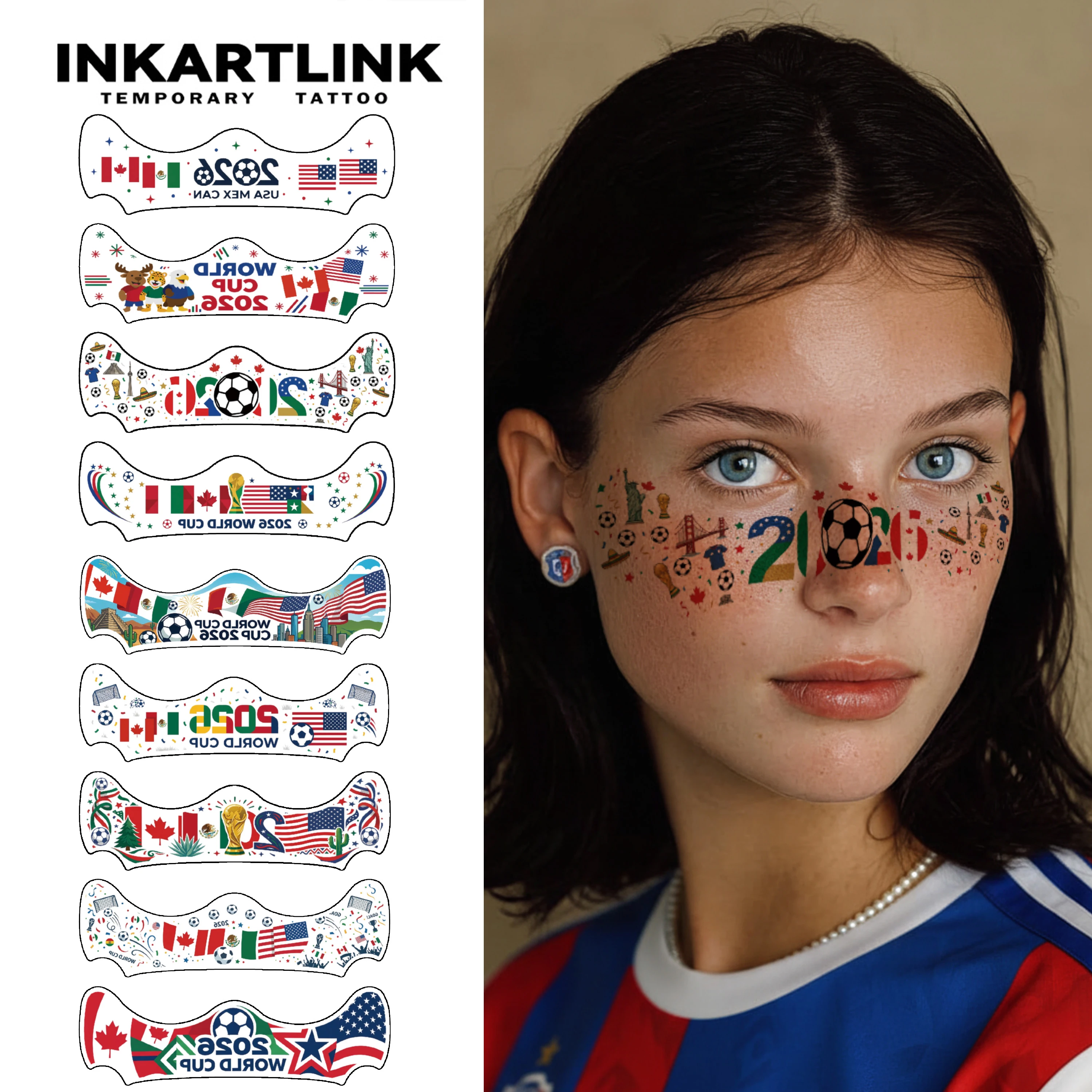 

Набор наклеек для лица INKARTLINK, 9 шт., серия «Футбольный фестиваль», временные, водостойкие, с длительным сохранением цвета (2-5 дней)