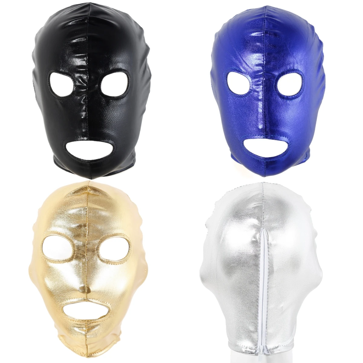 

Women Mens Cosplay Face Mask Sexy PU Leather Latex Head Mask Open Eyes Mouth Nose Bondage Balaclava Headgear