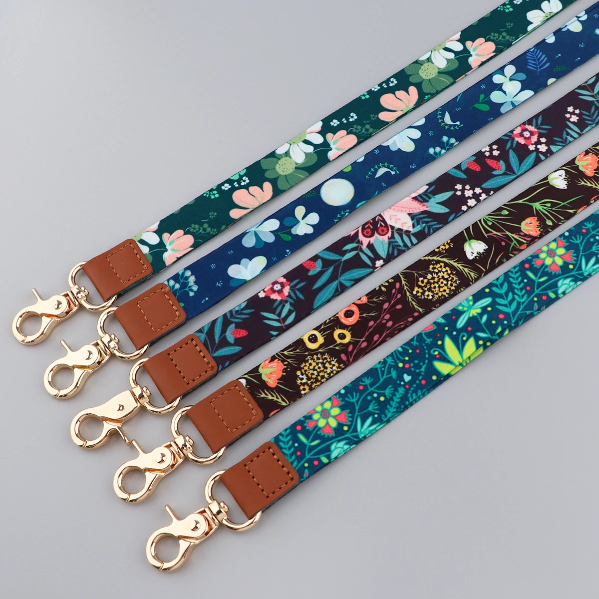 LX1113 Flowers Plants Lanyard Phone Straps For Keys Phone USB ID Badge Holder Hang Rope Key Cord Rose Keychain Neck Straps Gifts