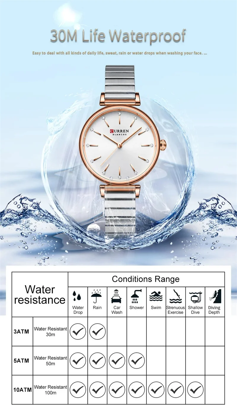 CURREN 9081 Elegante Damen-Quarzuhr, wasserdicht, Edelstahlarmband, Business-Damenuhr, Relojes De Mujer – Detail 9