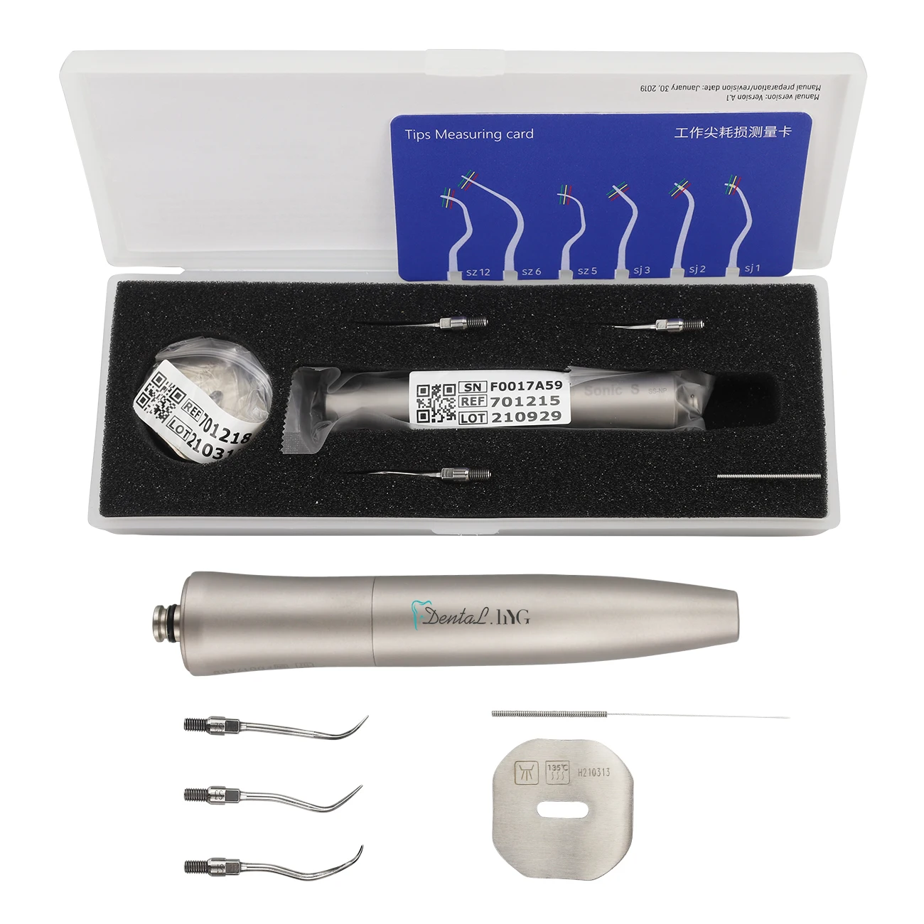 Dental Air Scaler Handpiece Sonic S 4 Holes Quick Coupling Integrated Spray Scaling Removal Calculus Stain 3 tips