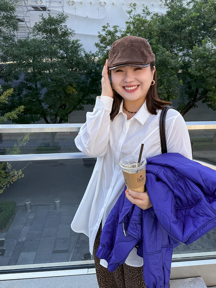 

Удобный женский утюг больших размеров, деревянный сын, идеальный свободный крой, универсальный хлопковый длинный све, дышащийся осенне-зимний утюг