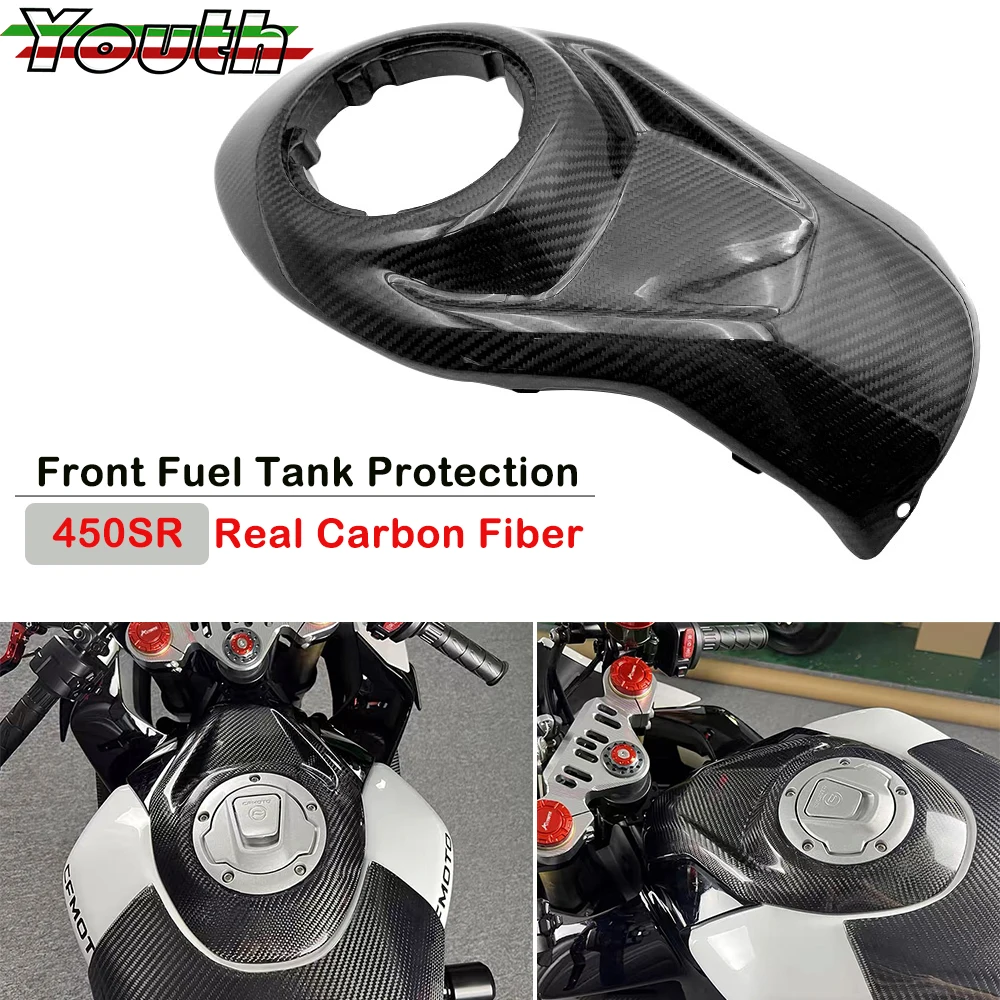 

For CFMOTO 450SR SR 450 2022 2023 Real Carbon Fiber Motorcycle Front Fuel Tank Protection Cover Ignition Protector Accessories