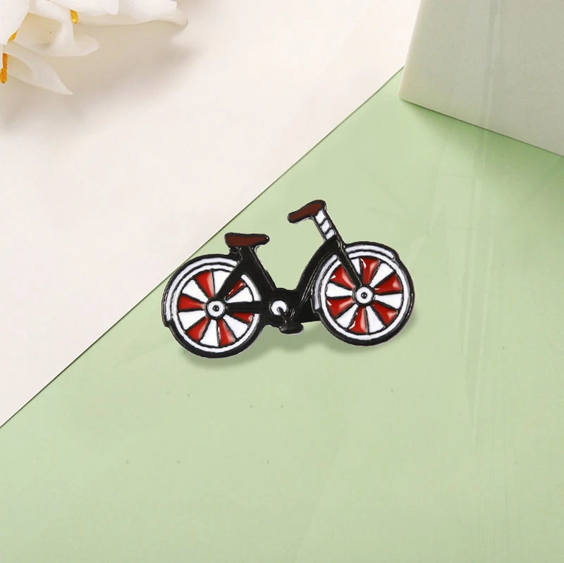 Lapel Pins Denim Jeans bag Shirt Collar Cool Jewelry Gift for Kids Friends Red Bike Enamel  Pins Cartoon bicycle badge Pin