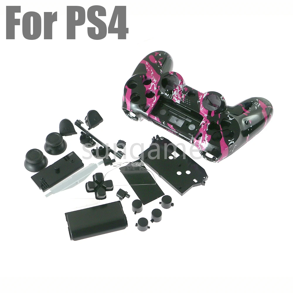 10sets For PS4 JDS-001/010 Controller Front Back Camouflage Housing Shell Case with Full Set Buttons Replacement Parts Joystick