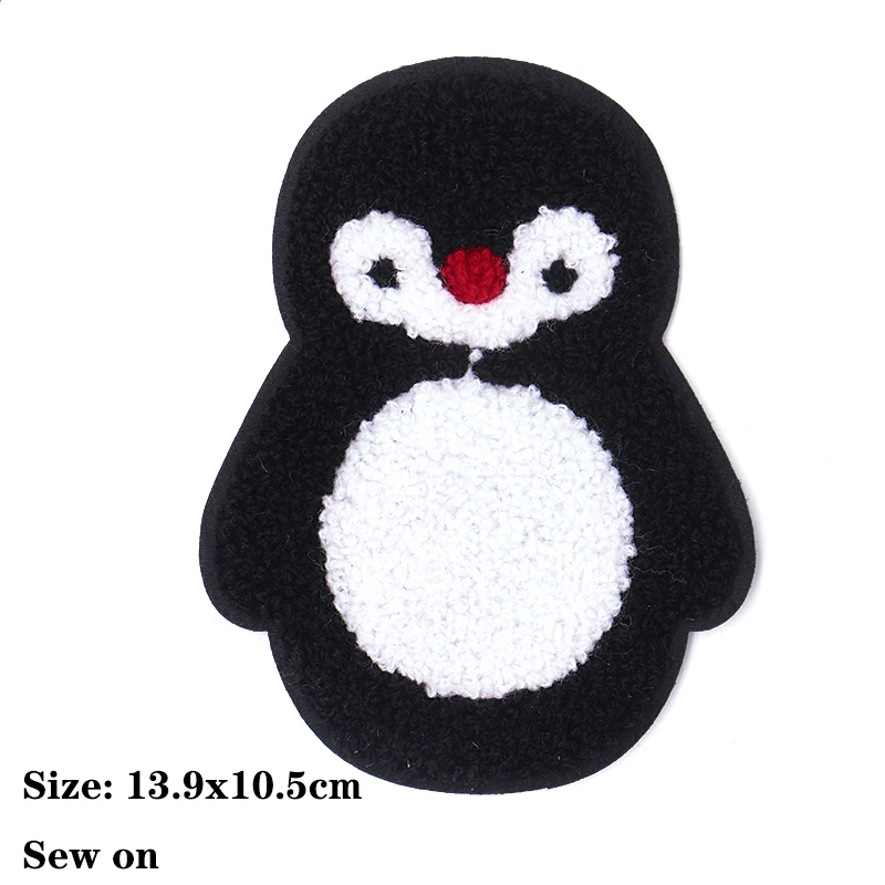 Cute Bear Panda Dog Penguin Fox Chenille Icon Towel Embroidery Applique Patch For Clothing DIY Sew on Patch on the Stickers