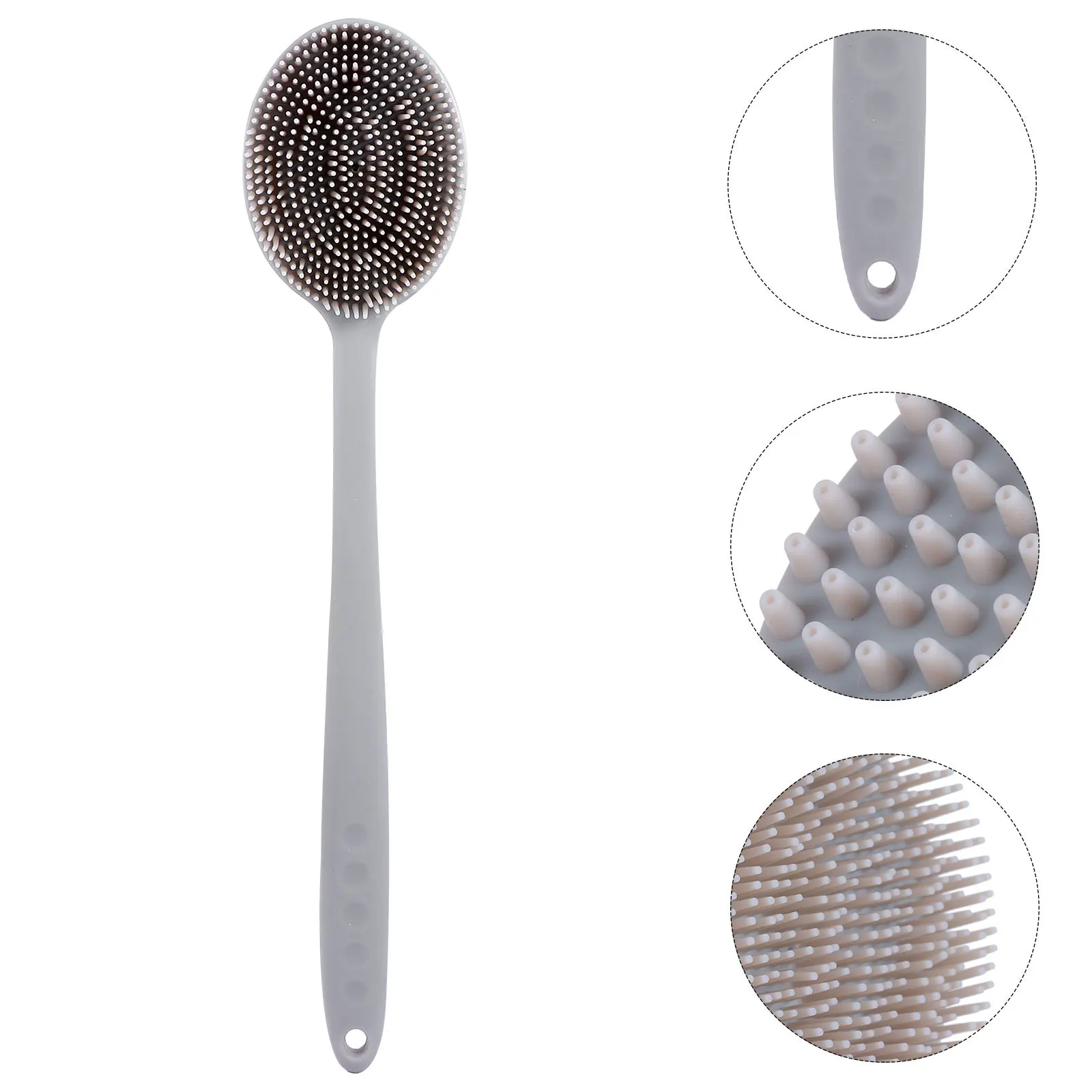 

1pc Silicone Bath Brush Long Handle Whole Body Scrubber Back Cleaning Durable Lightweight Shower Brush Smooth Wall Mountable