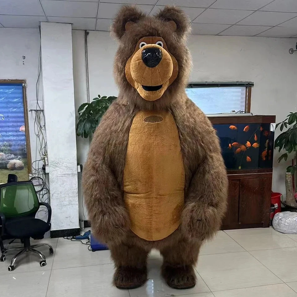 Urso de pelúcia inflável para o carnaval, mascote gigante marrom, personagem de anime, dramatização, festa de Halloween, fantasia