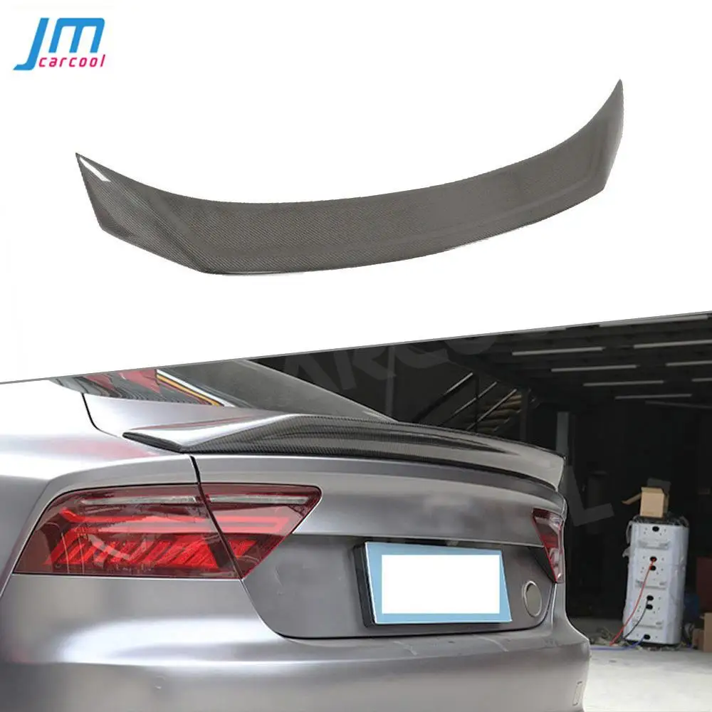 Carbon Fiber Rear Boot Spoiler Lip Wings Trunk Trim Sticker For Audi A7 S7 RS7 2013-2017 Car Accessorise External Decoration