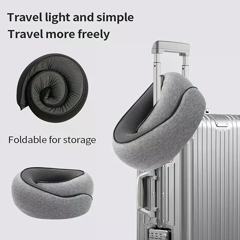 Travel Neck Pillow Memory Foam Neck Pillow For Comfort On Airplane Compact Ergonomic Design For Travel, Car Trip,Home Use Ideal