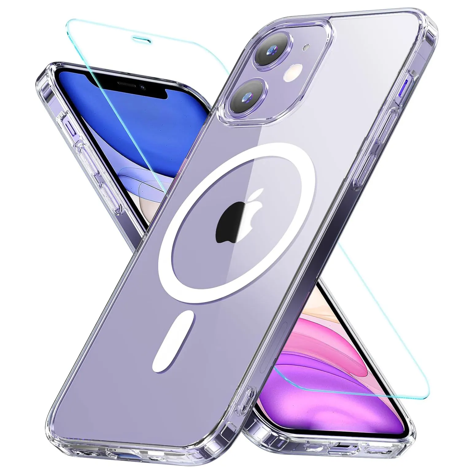 Stoßfeste magnetische Hülle für iPhone 11, 12, 13, 14, 15 Pro Max Mini iPhone X Xs XR Schutzhülle mit Displayschutzglas – Detail 1