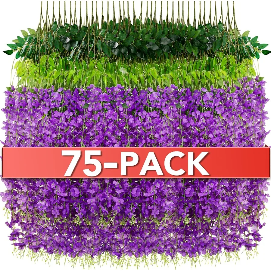 Wisteria Hanging Flowers Artificial Garland for Home Wedding Arch Floral Party Garden Ceremony Outdoor Decor 3.6 Feet Long 75 P