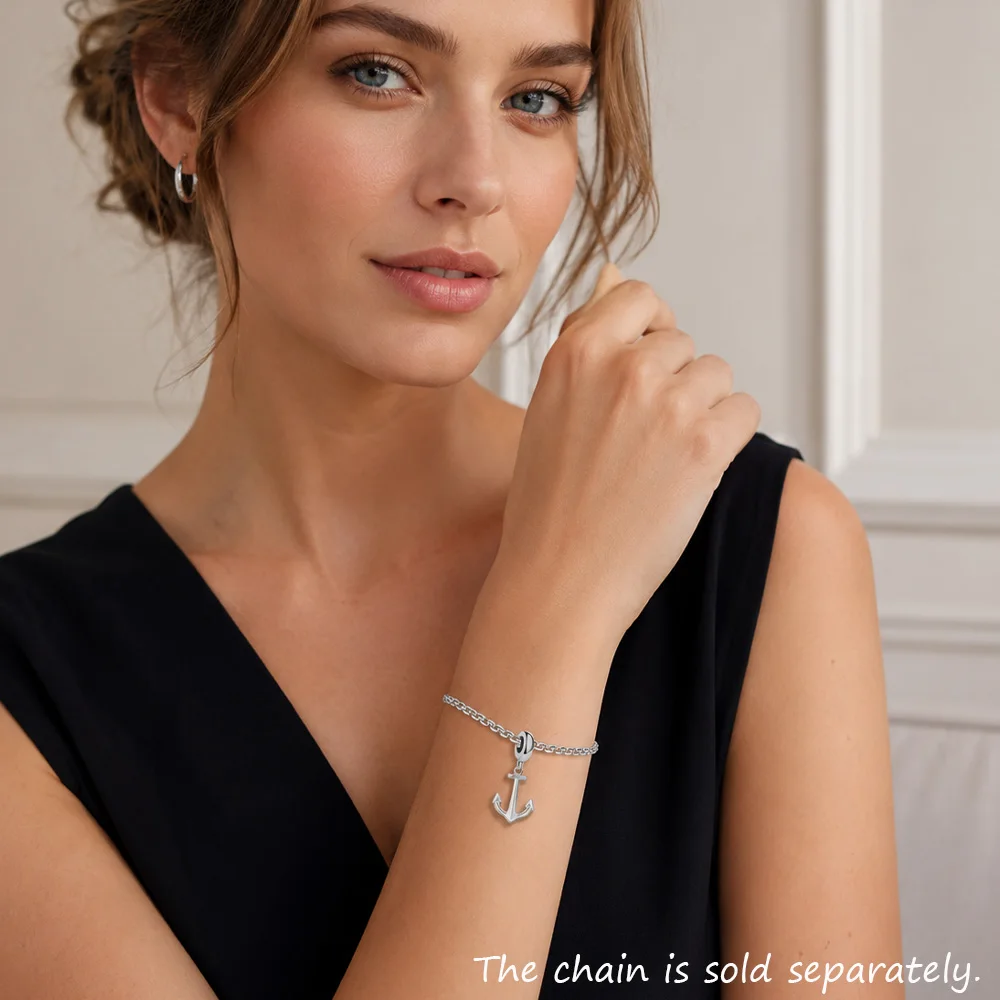 Anker-Anhänger, baumelnd, für Damen und Herren, 925er-Sterlingsilber, glücklicher Modeschmuck, Accessoires, Party, trendiges Geschenk – Detail 2