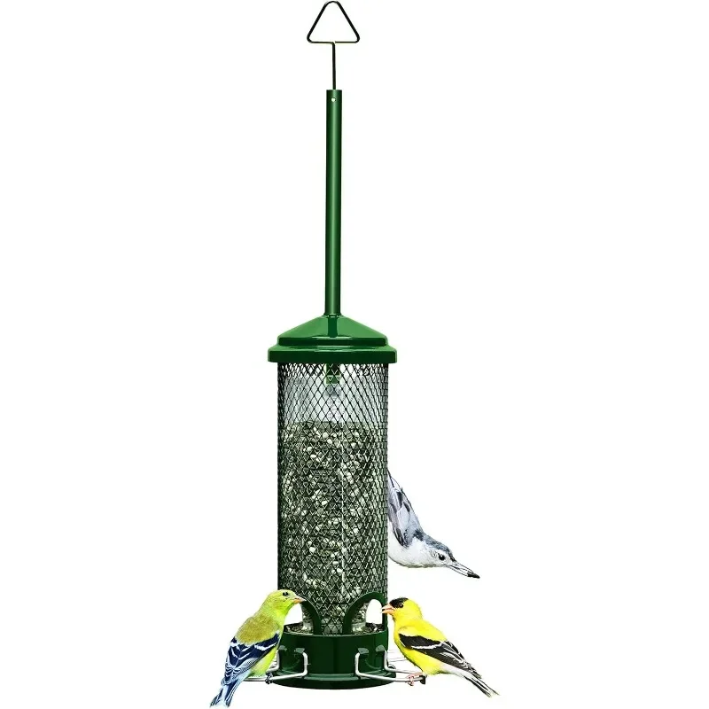 

Mini Squirrel-Proof Bird Feeder for Wild Birds – 4 Metal Perches, 1 lb Seed Capacity, Chew-Proof Design, Lifetim