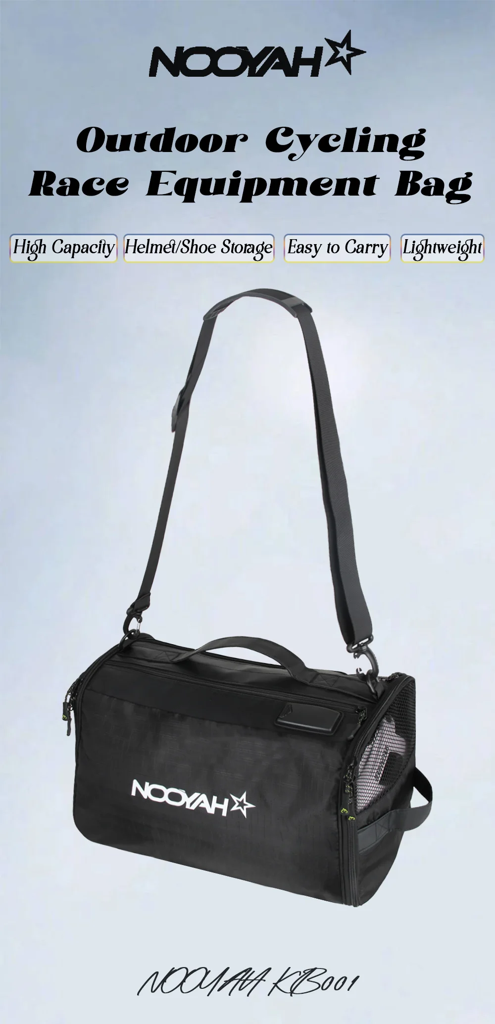 NOOYAH Sporttasche, multifunktional, Rennausrüstung, Tasche, Fahrradhelmtasche, Schuhe, Aufbewahrungstasche, Fitness, Fahrradzubehör, Schultertasche – Detail 1