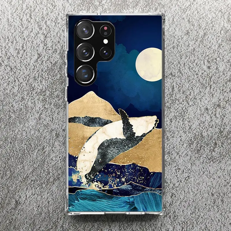 Luxury Ink Painting Print Soft Case for Samsung Galaxy S24 S23 S22 Ultra S21 S20 FE S10 Plus Phone Shell S9 S8 + S10E Pattern Co