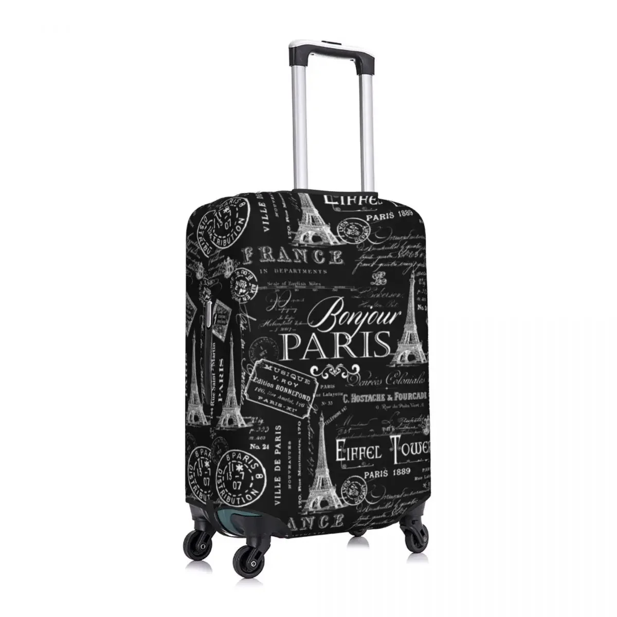 Paris Pattern Suitcase Cover Vintage Lifestyle Travel Holiday Strectch Luggage Accesories Protector