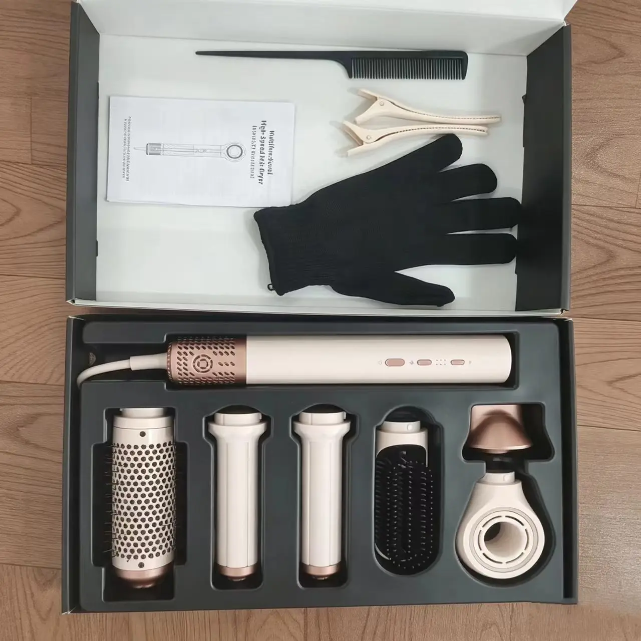 High Speed 5 In 1 Hair Dryer Negative Ion Hair Care High Power Silent Hot Air Comb Curling Iron Household Hair Styling Tool