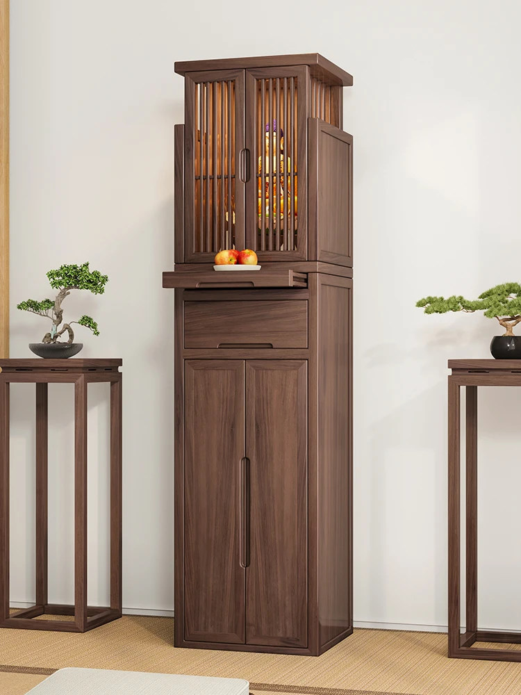 

Black walnut Buddha cabinet with door for Taiwan