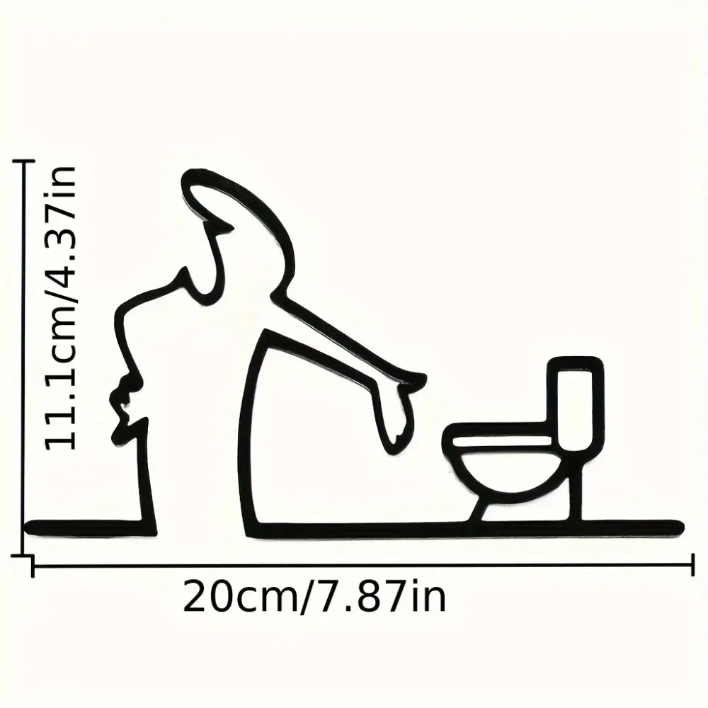 Moderne Heimdekoration Neuartiges Toilettenschild 2D Flaches Metallschild mit Schwarzem Rahmen Einfach zu Installierende Wandkunst für Badezimmer mit Löchern