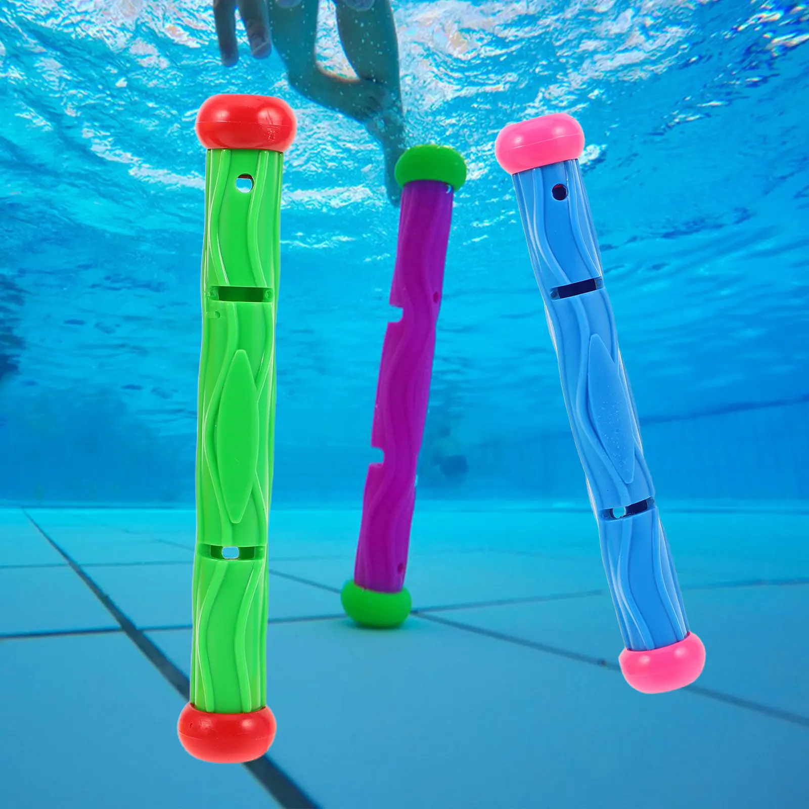 

4Pcs Pool Dive Sticks Kids Swimming Training Sinking Throwing Summer Water Fun Games Assorted Color Diving Pool Toys