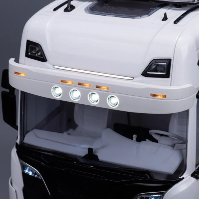 RC 1/14 Kunststoff-Sonnenschutz mit LED-Scheinwerfern Windschutzscheibenblende für Tamiya Hydraulikbagger Lader Muldenkipper DIY-Teile – Detail 3