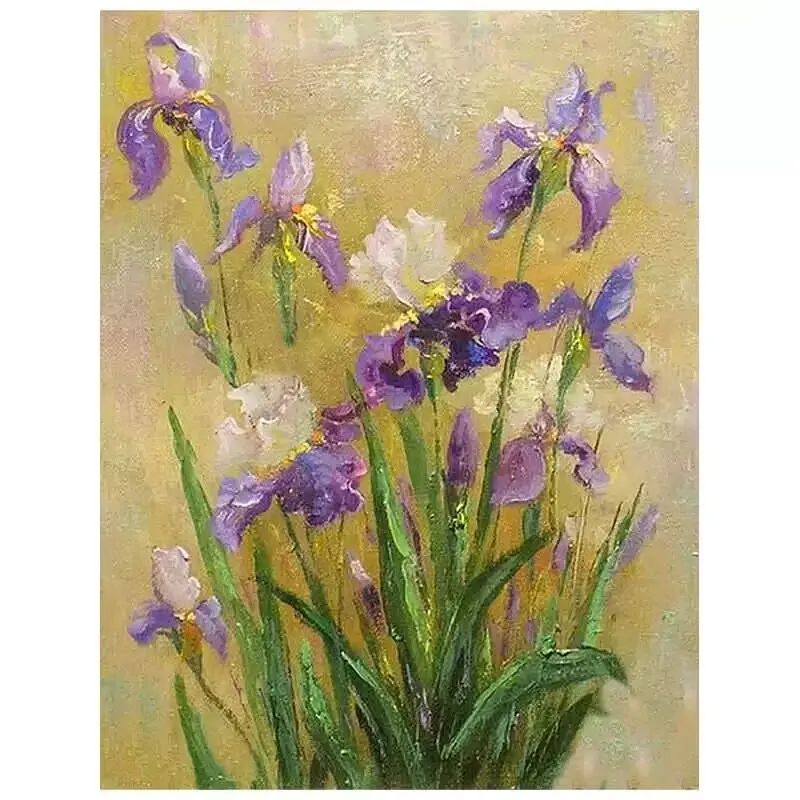 

Purple Iris Flower Living Room Texture Hanging Painting,100% Handmade,Picture on Canvas for Living Room,Bedroom and Dining Rooms