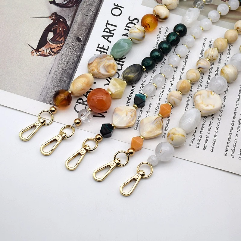 

New Luggage Accessories Bag Strap Chain Shoulder Strap Acrylic Resin Agate Stone Decor Replacement Strap for Suitcase/Bag
