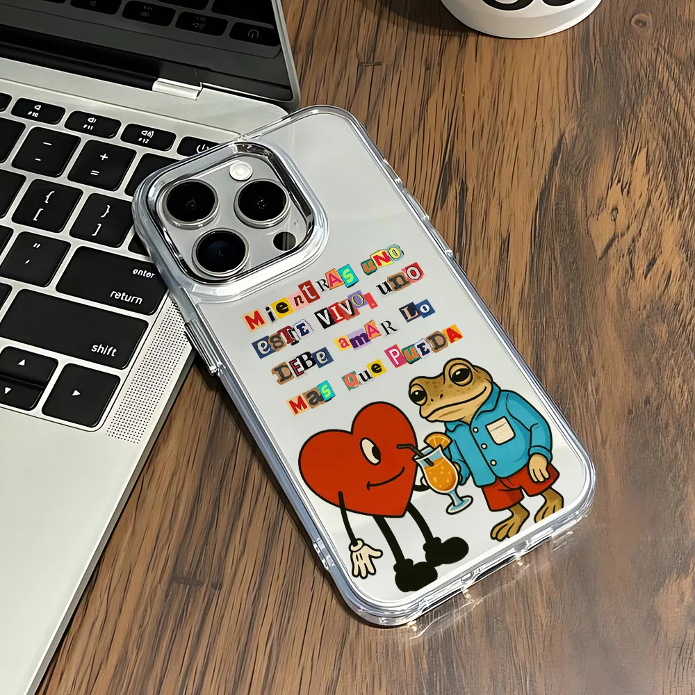 Hot B-Bad Bunnys Art Phone Case For IPhone 17e 17 16e 16 15 14 13 12 11 Pro Max X XR XSMAX 8 7 Air Plus Transparent Soft Cover