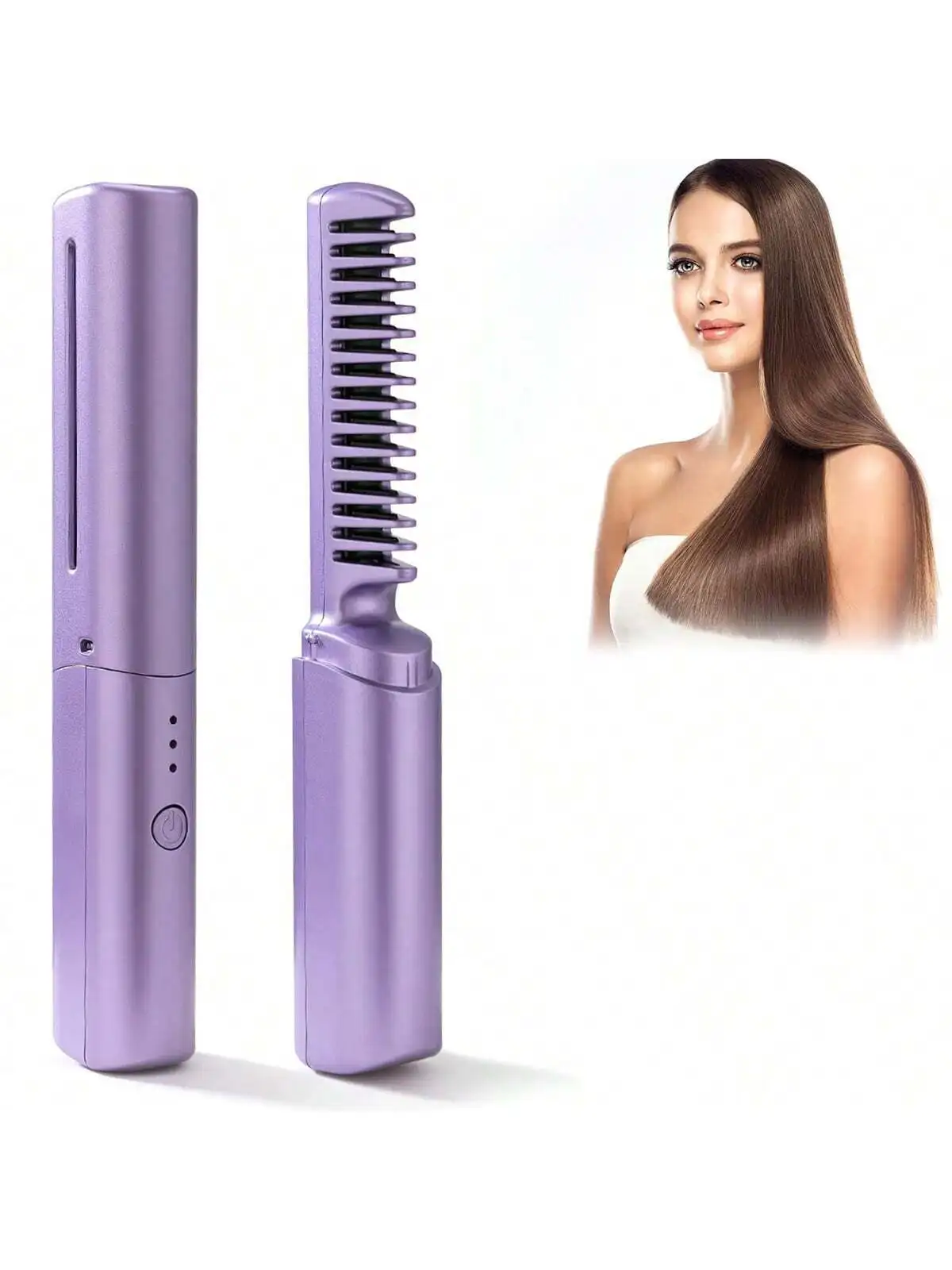1 plancha de pelo portátil recargable por USB para peinado, alisado, planchado, mantenimiento y cuidado del cabello esponjoso. El