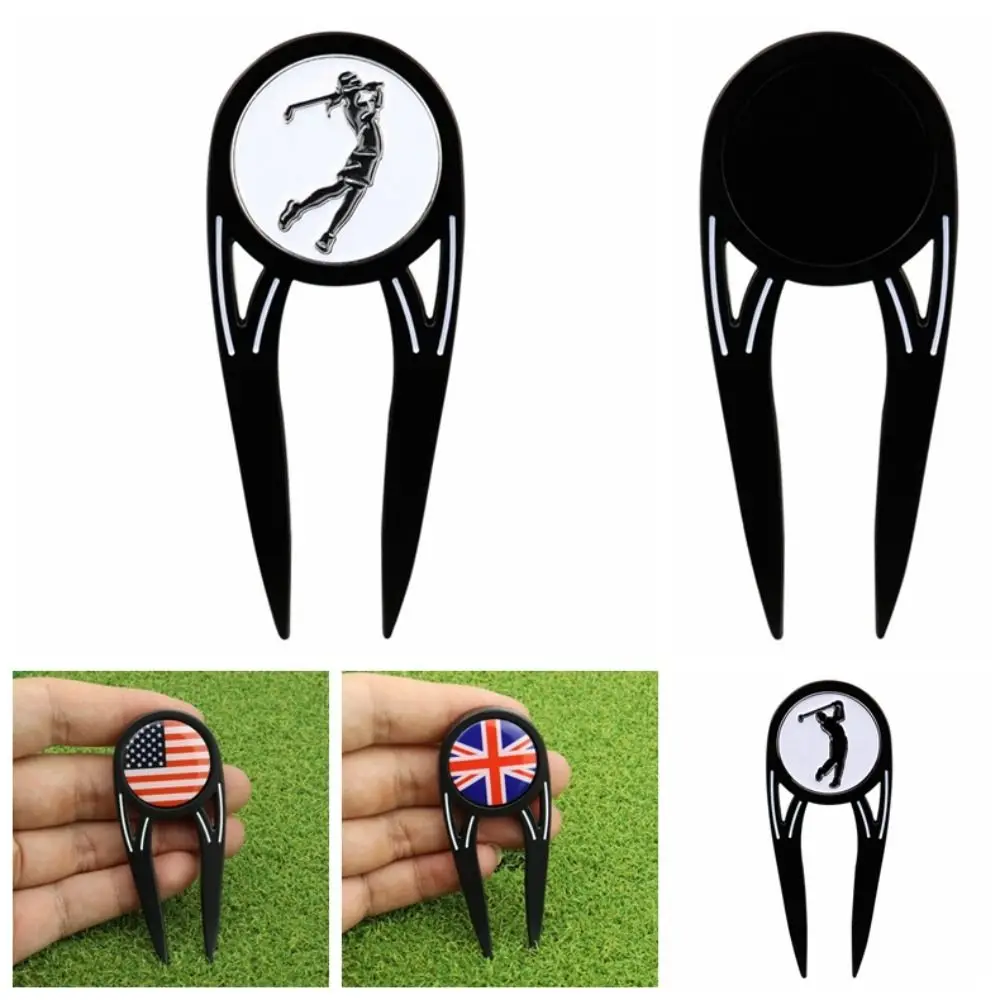 Groove Cleaner Zinc Alloy Golf Green Fork Magnetic Multifunctional Golf Ball Fork Portable 4 in 1 Divot Fork Play Golf