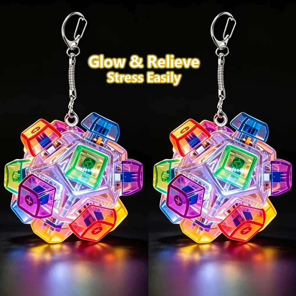 Luminous Silent Keyboard Keychain Pressable LED Button Fidget Toy, Anxiety Relief, Office Desk Decor Perfect Birthday Gift딸깍이 키링