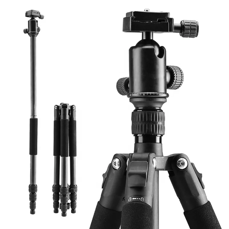 Takenoken Photography Accessories Carbon Fiber DSLR Camera Tripod Stand Mount with 360 Degree Ball Head Quick Release Plate