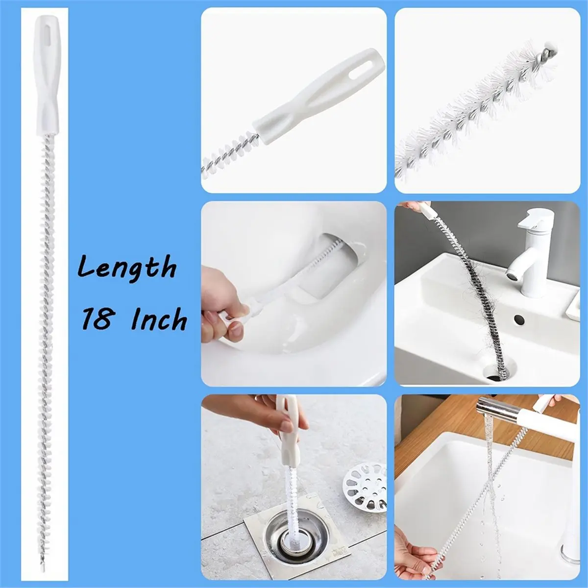 【AT48】 NEW 61 Inch Hair Clog Remover, Steel Sink Drain Cleaner Tool for Toilet, Kitchen Sink & Bathroom Tub