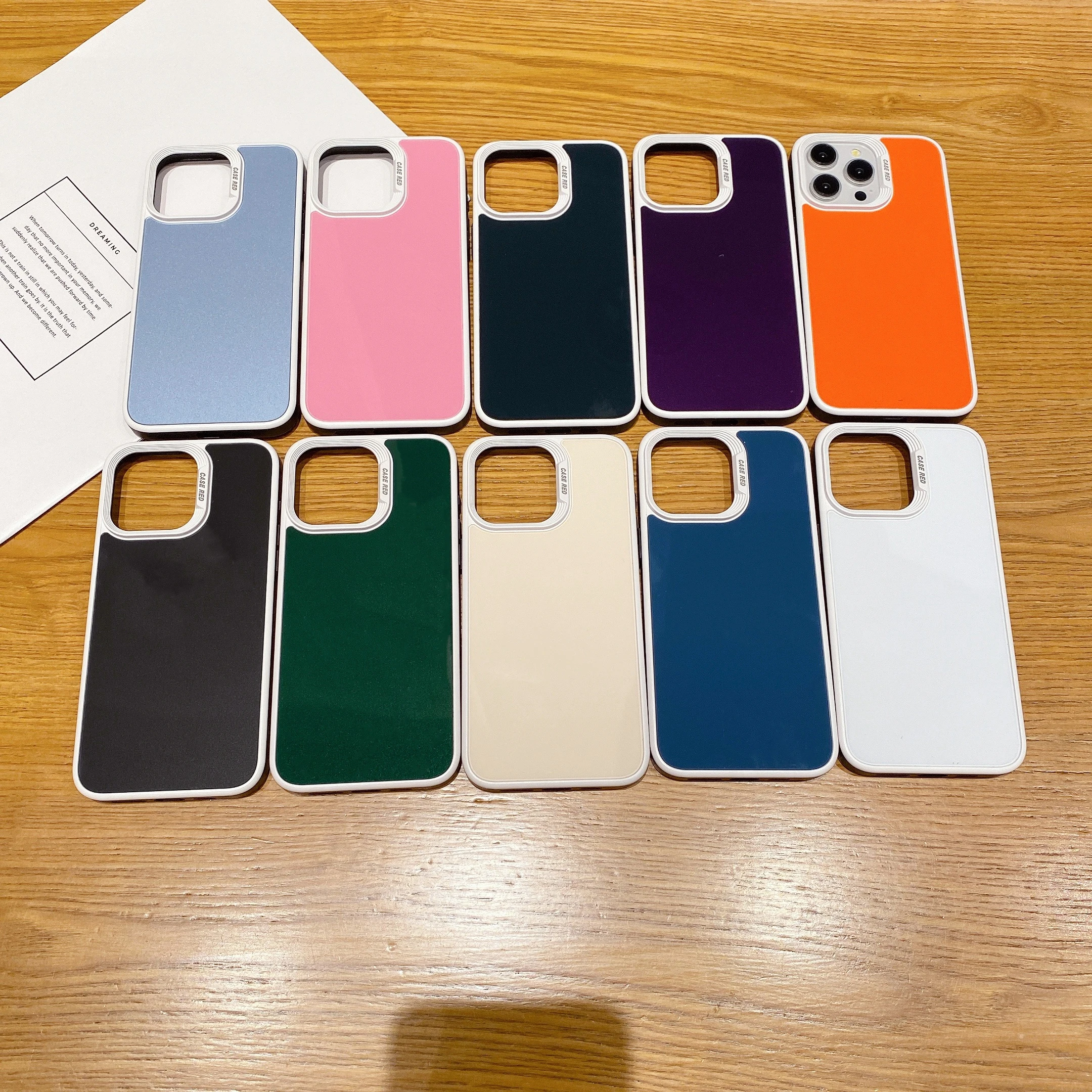 

10PCS for AG Nano Glass Crystal PC Bi-color Phone Case iPhone12131415 Pro Max Glass Lens Protect Fingerprint Logo