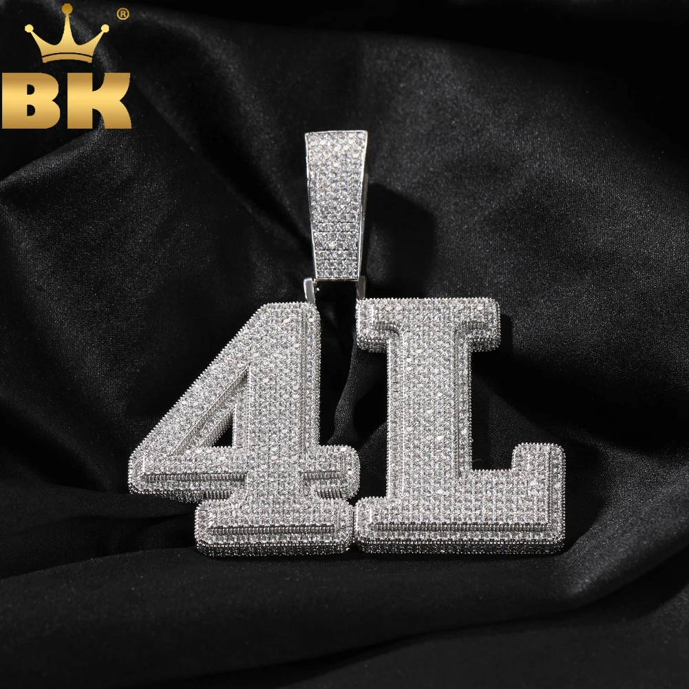 Colgante de nombre con letras llamativas personalizadas de THE BLING KING, collar de cadena de circonia cúbica 5A, Micro pavimentado, joyería de hip hop