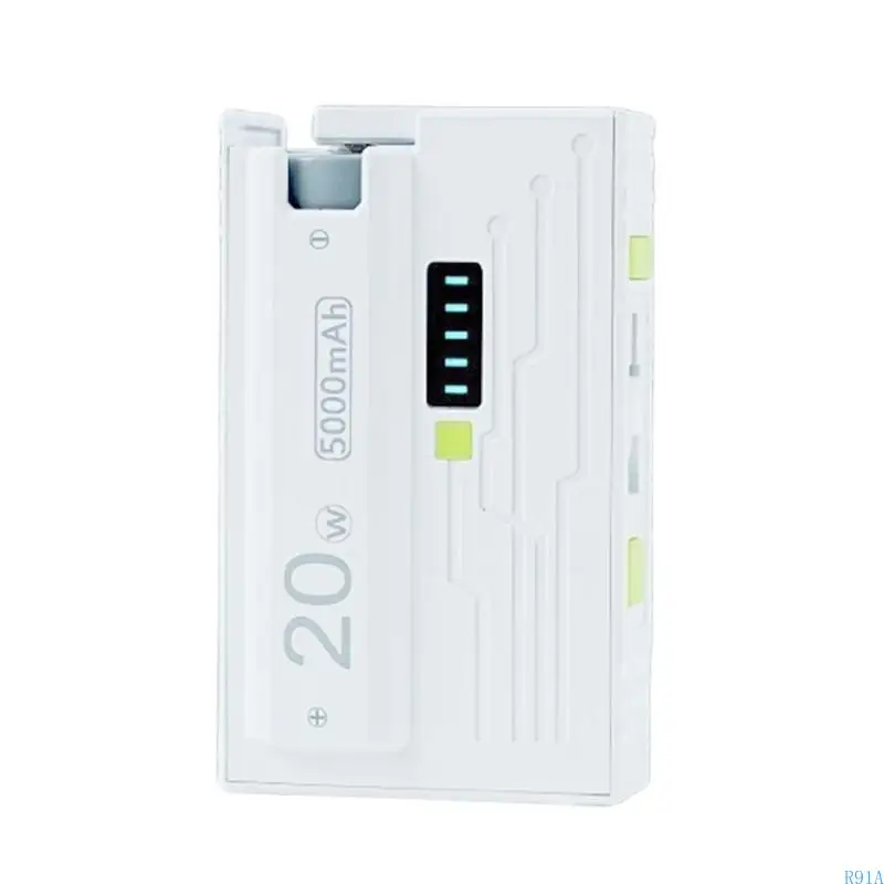 R91A 12700 Battery Powerbanks Case Lignt Indicators Design NonSoldering Plastic Charging Adapters Shell DIY Power Case