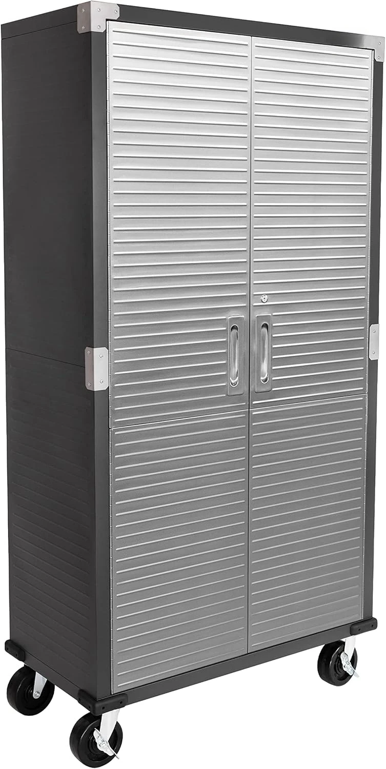 UltraHD Solid Steel Rolling Lockable Metal Storage Cabinet Locker Organizer, w/Adjustable Shelves for Garage