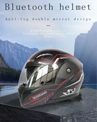 2022 Flip-Up Motorcycle Helmet Double Anti-Fog Visors Bluetooth Headset Built-In Detachable Liner MSFH818K5 DOT Approved