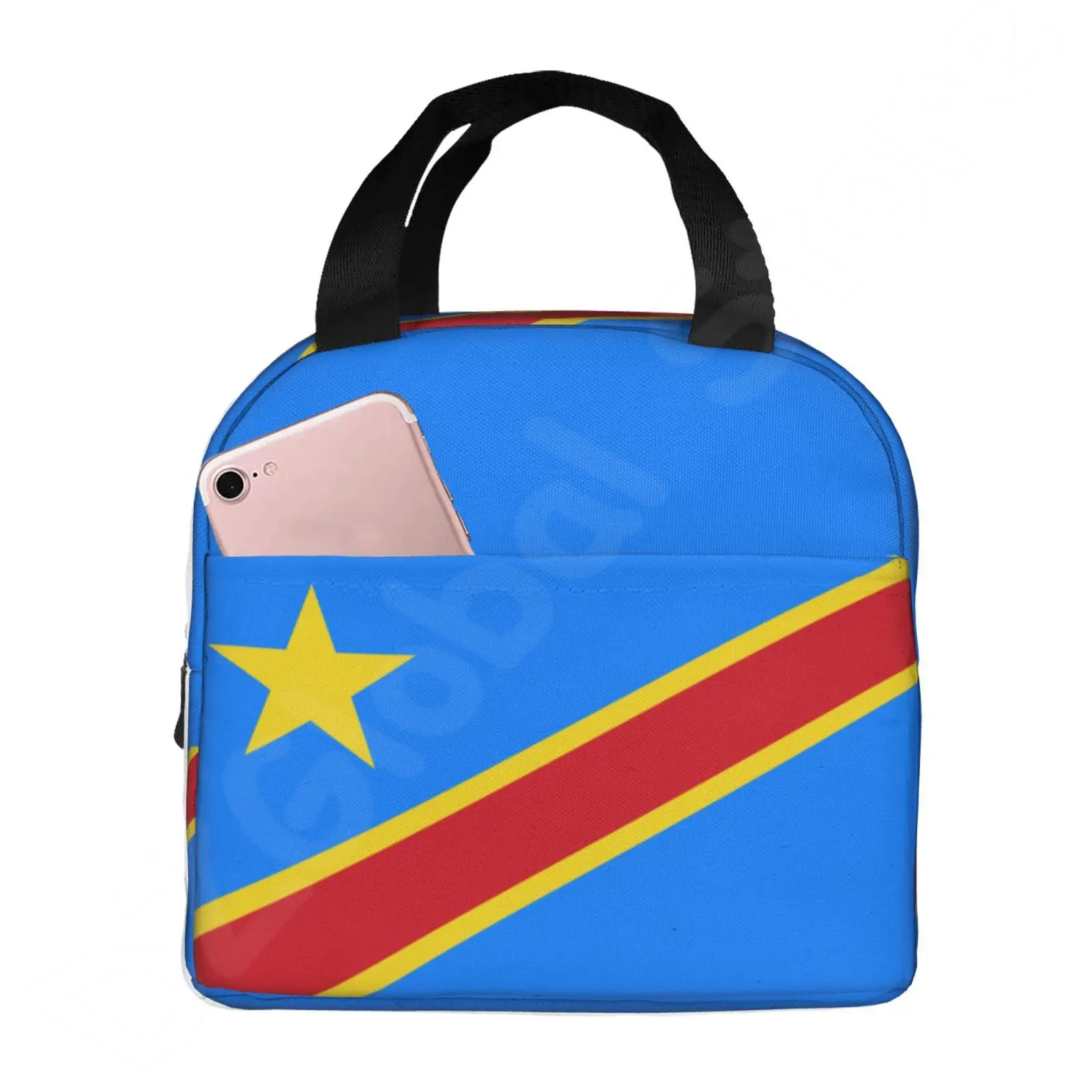 Democratic Republic of Congo Flag Insulated Lunch Bag for Kids Women Portable Waterproof Picnic Coole Bag Reusable Bento Box Bag