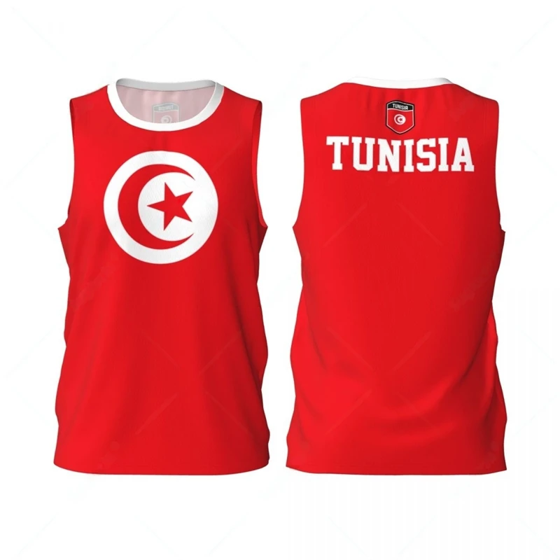 Tunisia Flag Basketball Tank Top Fashion Summer 3D National Emblem Printed Jersey Vest Loose Breathable Sports Sleeveless Tees