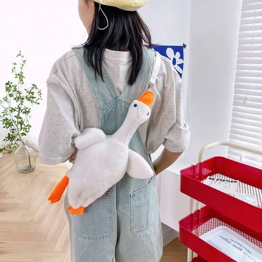 Cute Goose Plush Shoulder Bag Coin Purse Yellow Duck Plush Toys Kawaii Birthday Gift Animal Stuffed Swan Goose Soft Dolls