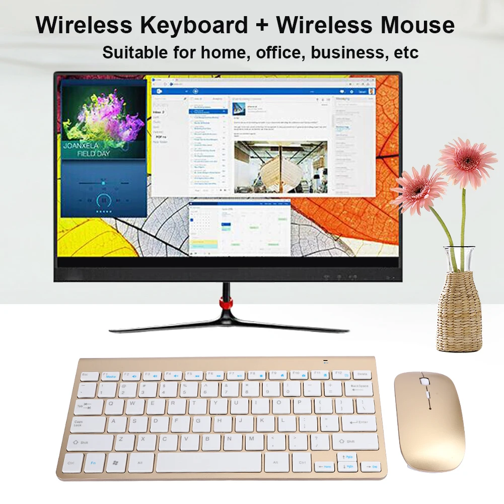 

Mouse Keyboard Set Wireless Keyboard Mouse Set Ultra Thin Mute Mini Home Computer Accessories 2.4G Wireless Keyboard