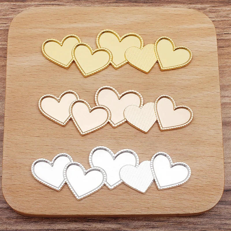 BoYuTe (20 Pieces/Lot) 20*73mm Alloy Heart Blank Tray Base Materials Handmade DIY Jewelry Accessories