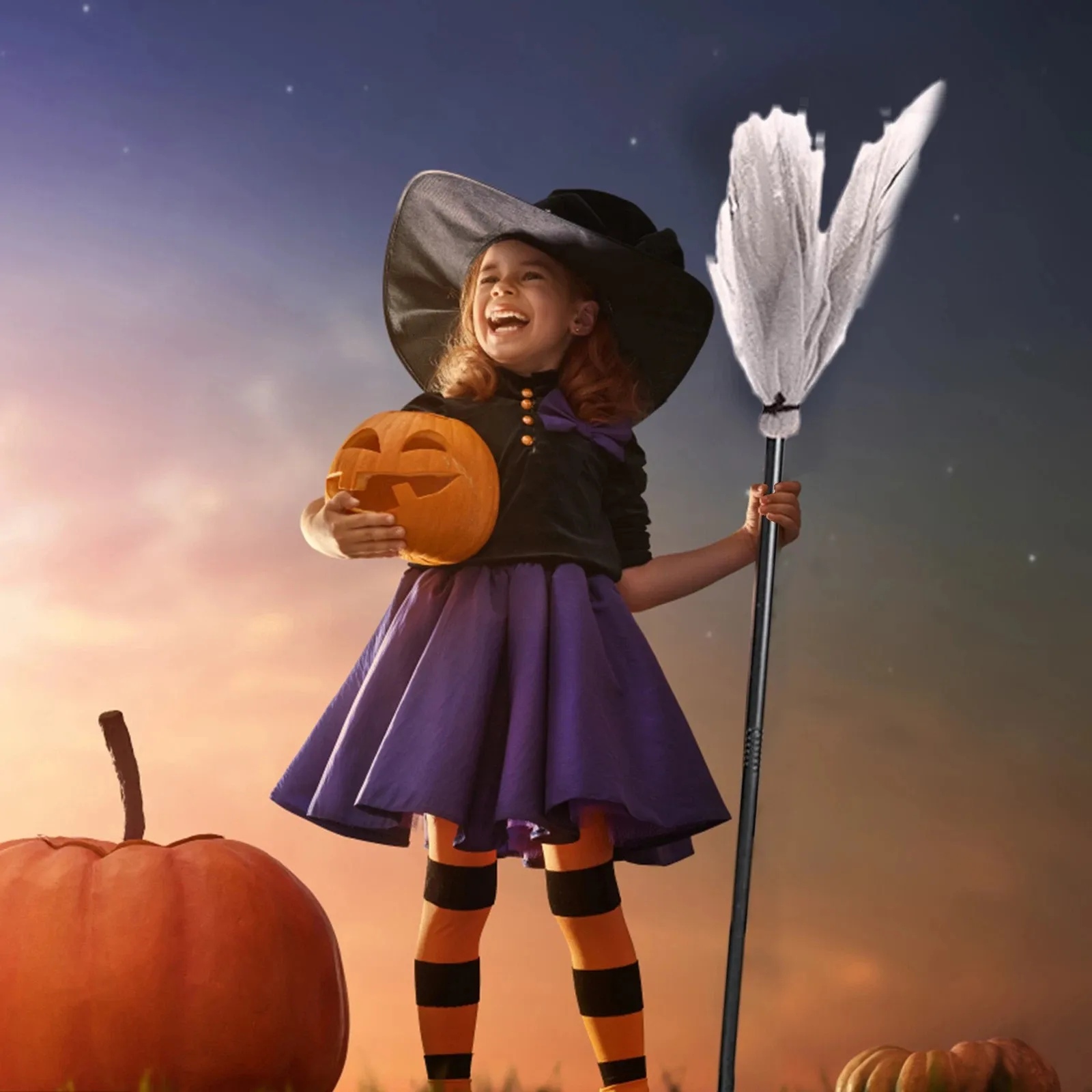 مكنسة الهالوين الساحرة للأطفال البلاستيكية التأثيرية عصا المكنسة الطائرة صور الدعائم لملحقات أزياء الهالوين التنكرية