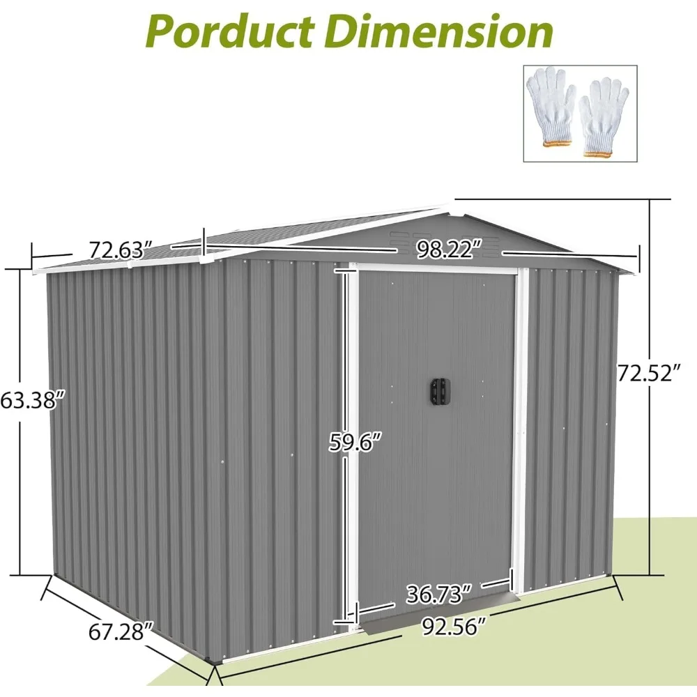 Outdoor Storage Shed,Waterproof Metal Garden Sheds with Lockable Door,Weather Resistant Steel Tool Storage House Shed for Yard