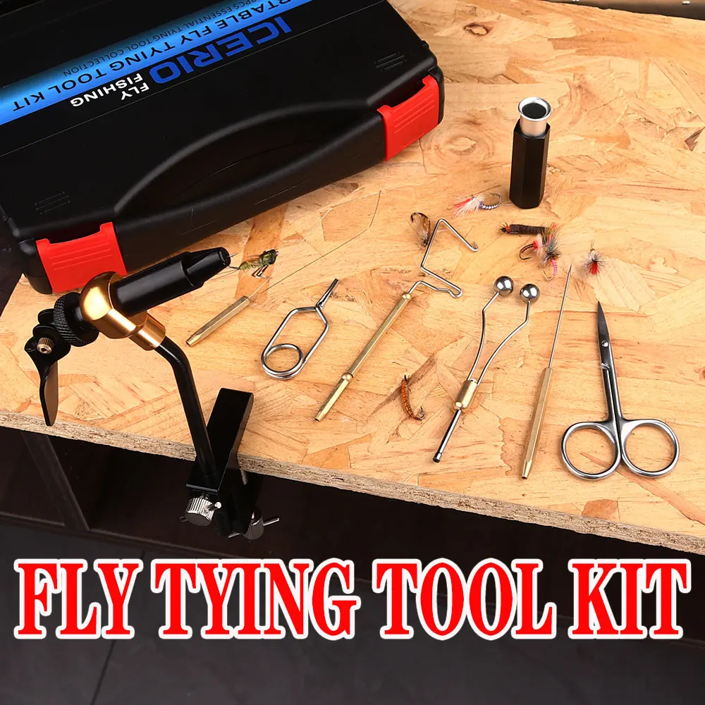 8-teiliges Set aus gehärtetem Stahl: C-Klemme, Schraubstock, Fliegenbinde-Werkzeugset, Spulenhalter, Fadenzieher, Peitschen-Finisher, Trocken- und Nass-Nymphen-Fliegenfischen-Werkzeugset – Detail 7